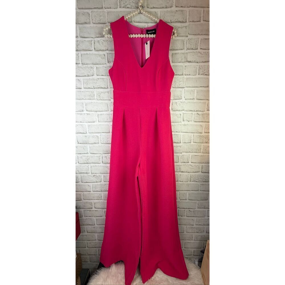 Sugar Lips Jumpsuit Wide Leg Size Small Hot Pink Fitted Trendy Spring - Picture 3 of 9